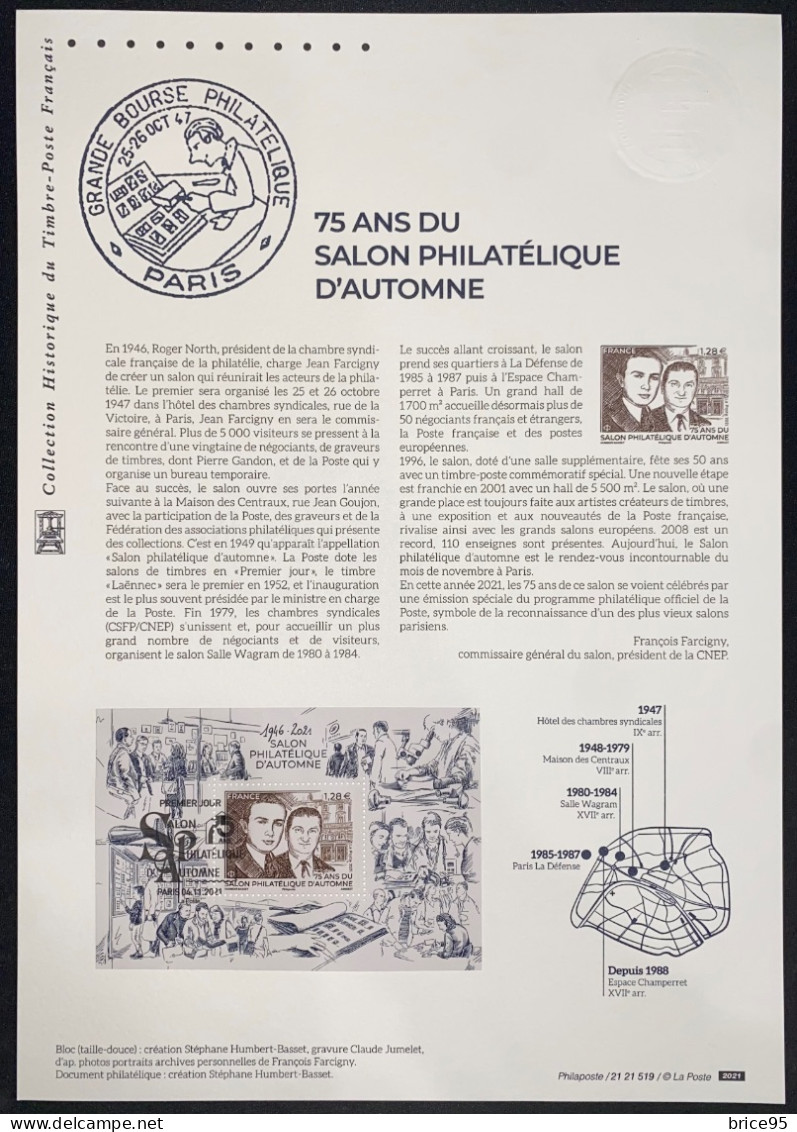 France - Document Philatélique - Premier Jour - FDC - YT N° F 5539 - 75 Ans Du Salon Philatélique D’automne - 2021 - 2020-…