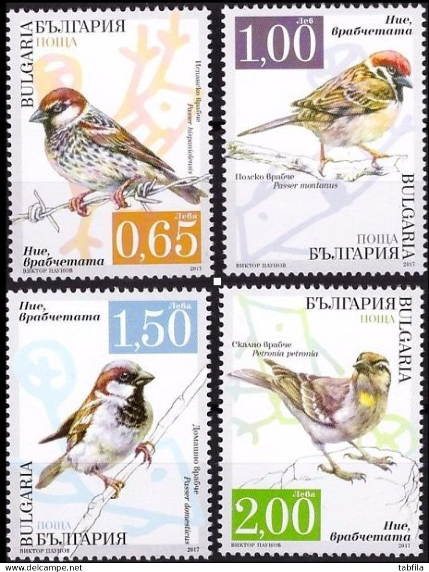 BULGARIA - 2017 - Moineaux - Passeri - Set 4v MNH - Neufs