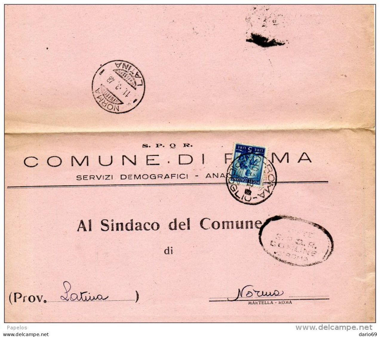 1948  LETTERA    CON ANNULLO ROMA CAMPIDOGLIO - 1946-60: Marcophilie