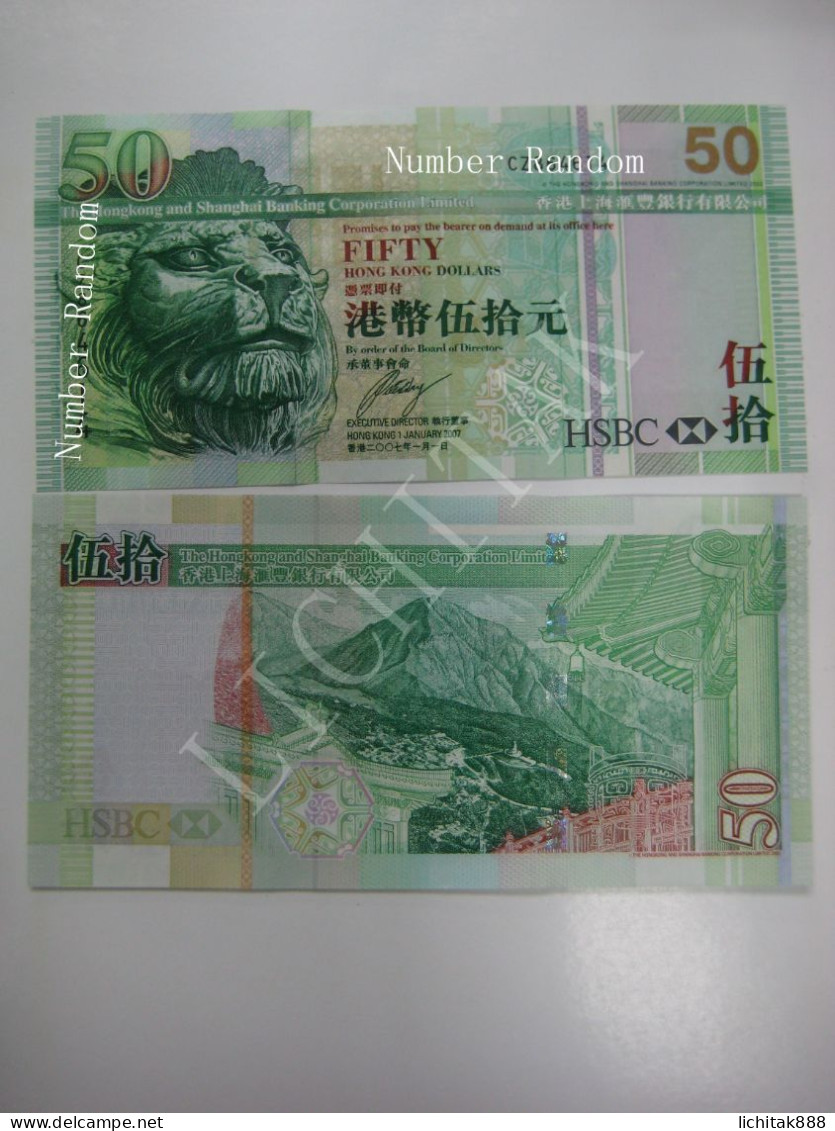 2007 Hong Kong Bank HSBC $50 UNC  Number Random €10/pc - Hongkong