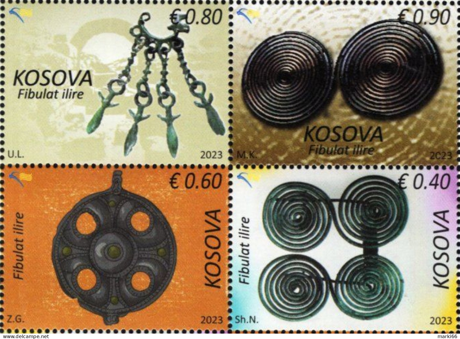 Kosovo - 2023 - Medieval Jewellery - Illyrian Fibulae Brooches - Mint Stamp Set - Kosovo
