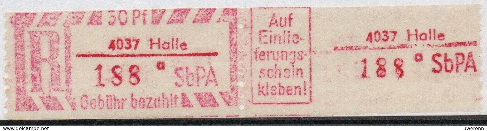 DDR Einschreibemarke Halle SbPA Postfrisch, EM2A-4037a(2) Zh - Etiquettes De Recommandé