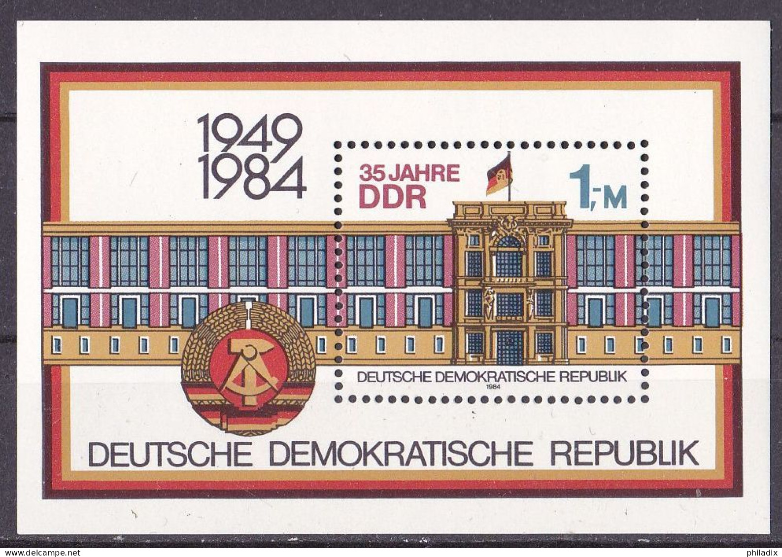 # (2890) DDR 1984 35 Jahre DDR **/MNH Block 77 (Blk-74) - 1981-1990