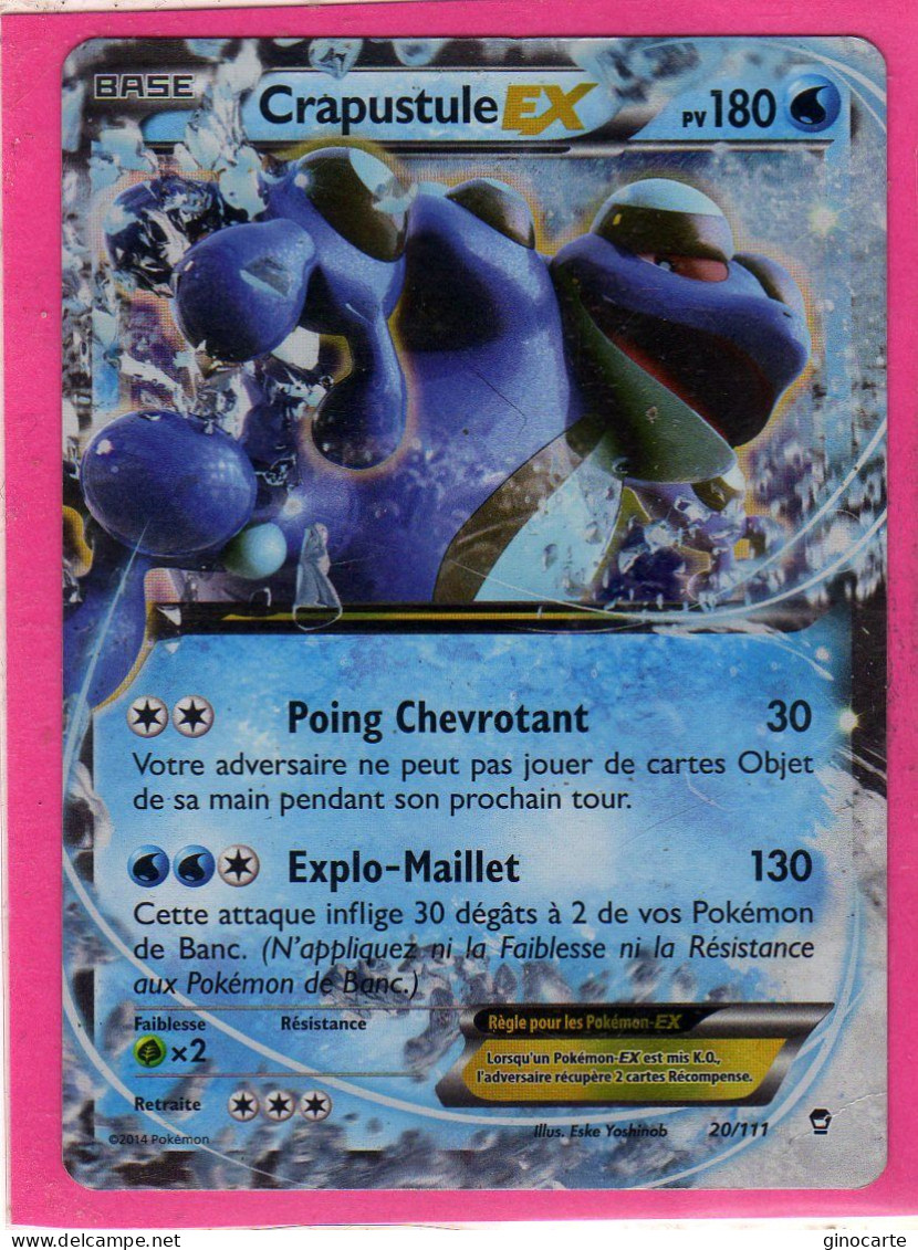 Carte Pokemon Francaise 2014 Xy Poings Furieux 20/111 Crapustule Ex 180pv Holo Bon Etat - XY