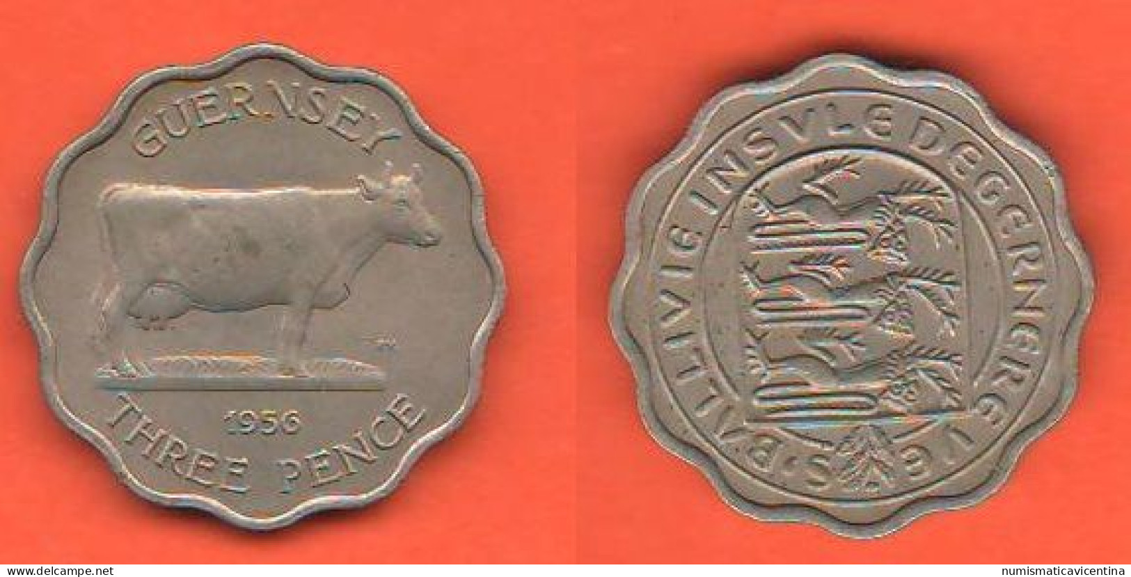 Guernsey 3 Pence 1956 Queen Elizabeth Nickel Typological Coin   C 4 - Guernsey