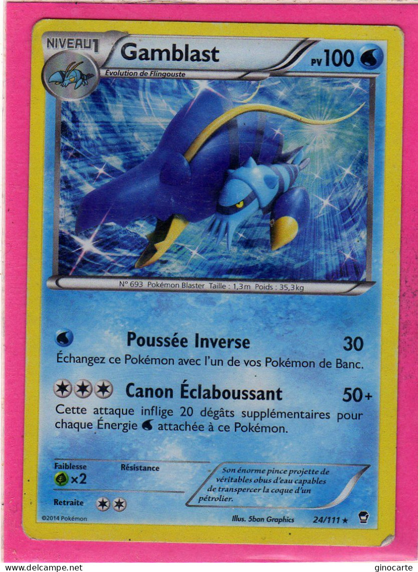 Carte Pokemon Francaise 2014 Xy Poings Furieux 24/111 Gamblast 100pv Holo Occasion - XY