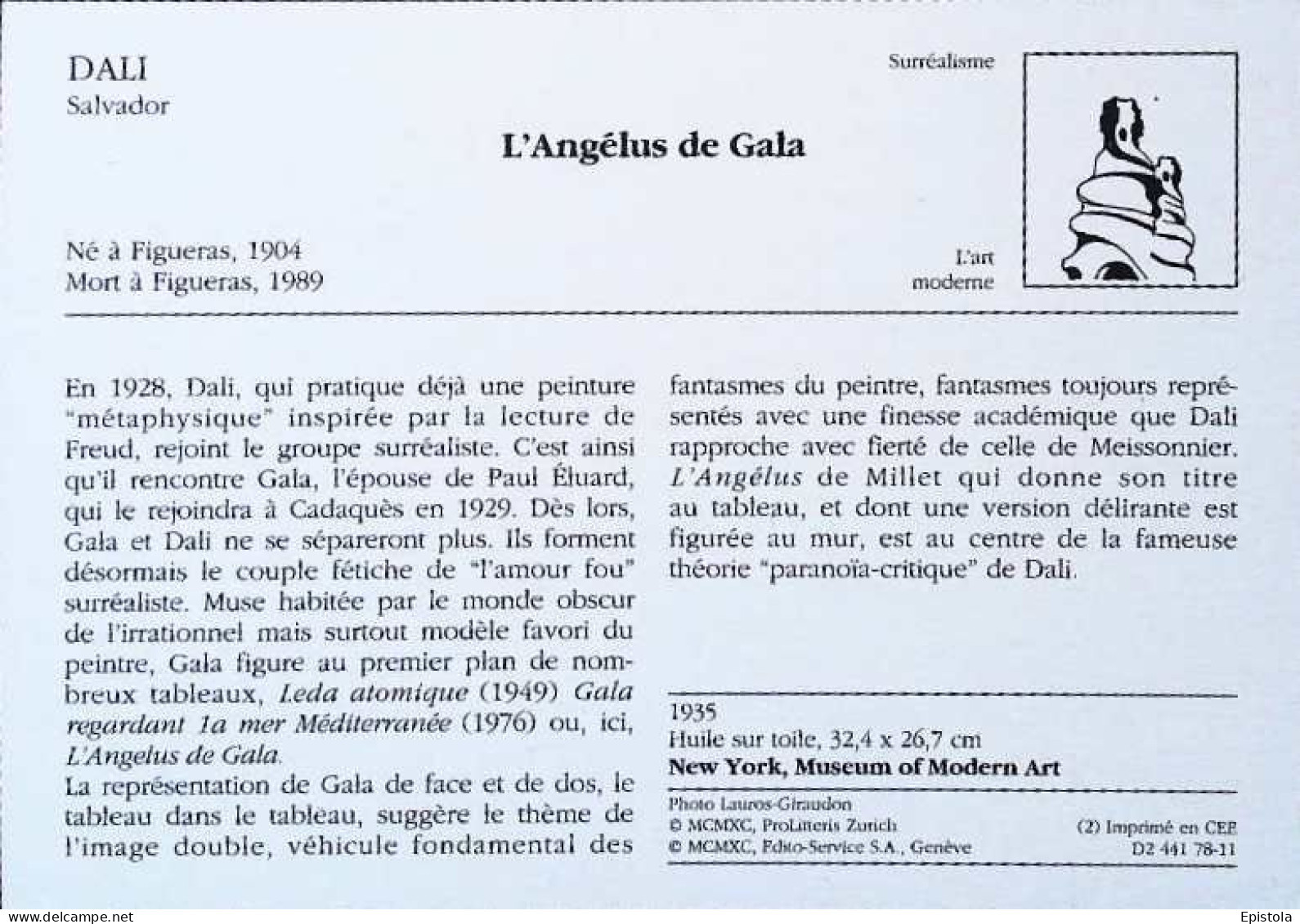 ►  Dali L'Angélus De Gala   Mise En Abîme  Angélus De Millet - Malerei & Gemälde