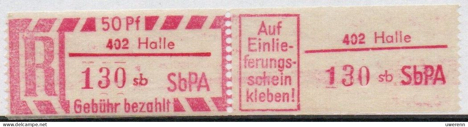 DDR Einschreibemarke Halle SbPA Postfrisch, EM2B-402sbI PU+ RU (a) Zh - Labels For Registered Mail