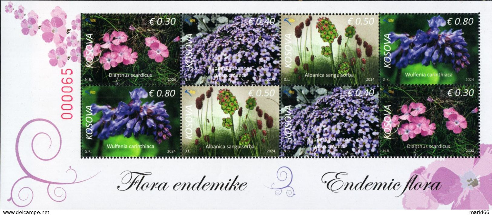 Kosovo - 2024 - Endemic Flora - Mint Miniature Stamp SHEET - Kosovo