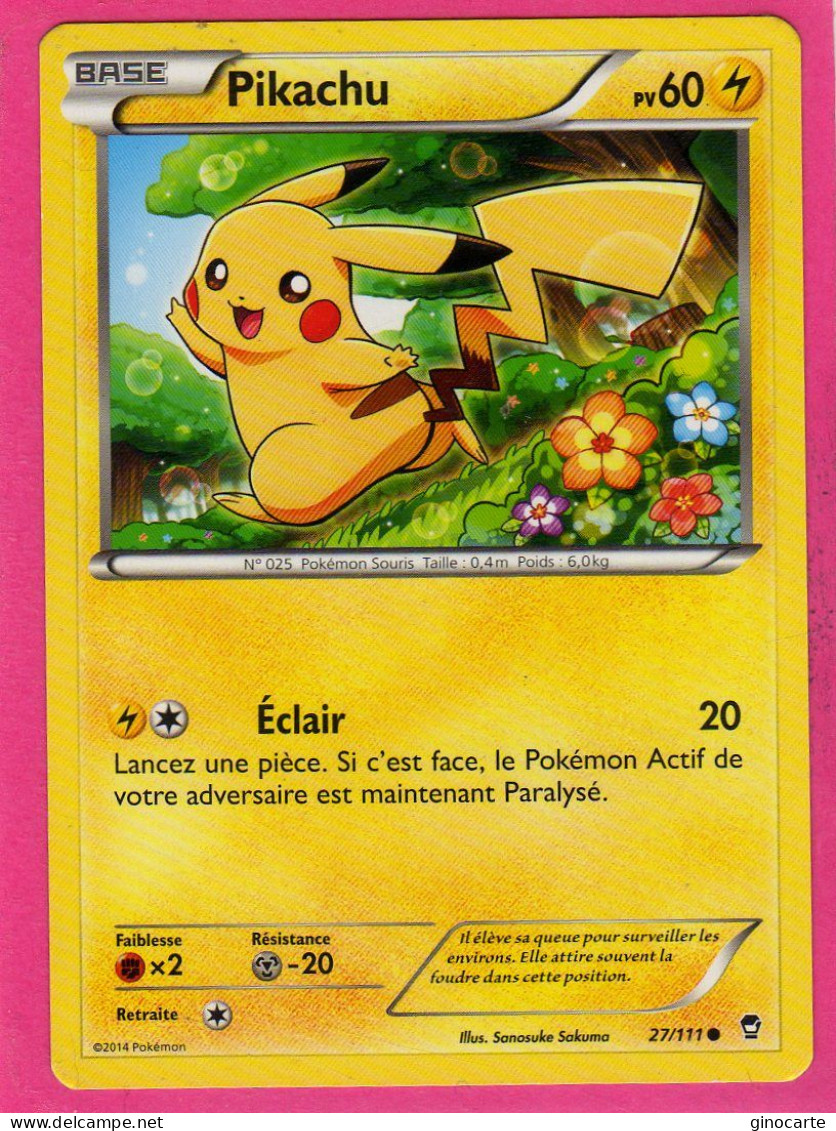 Carte Pokemon Francaise 2014 Xy Poings Furieux 27/111 Pikachu 60pv Neuve - XY