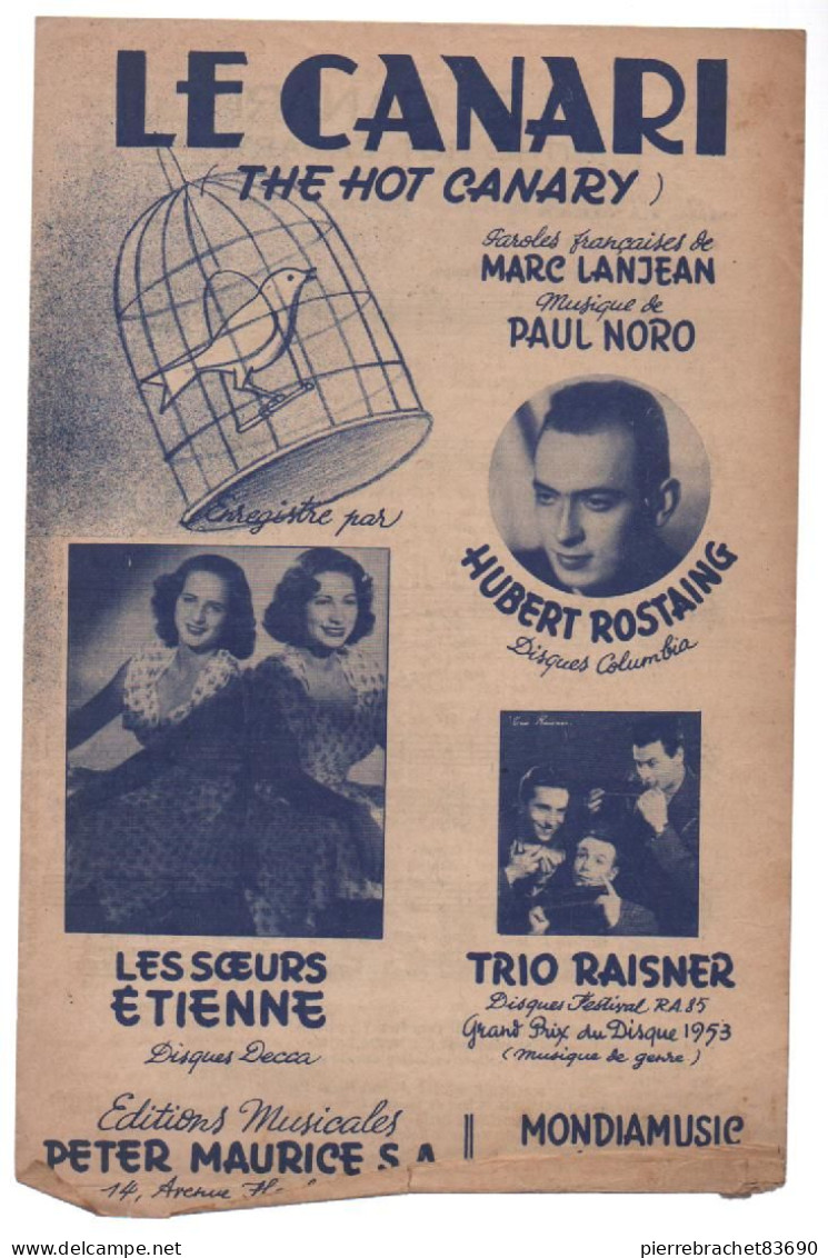 Le Canari ( The Hot Canary). Les Sœurs Etienne / Hubert Rostaing / Trio Raisner - Jazz