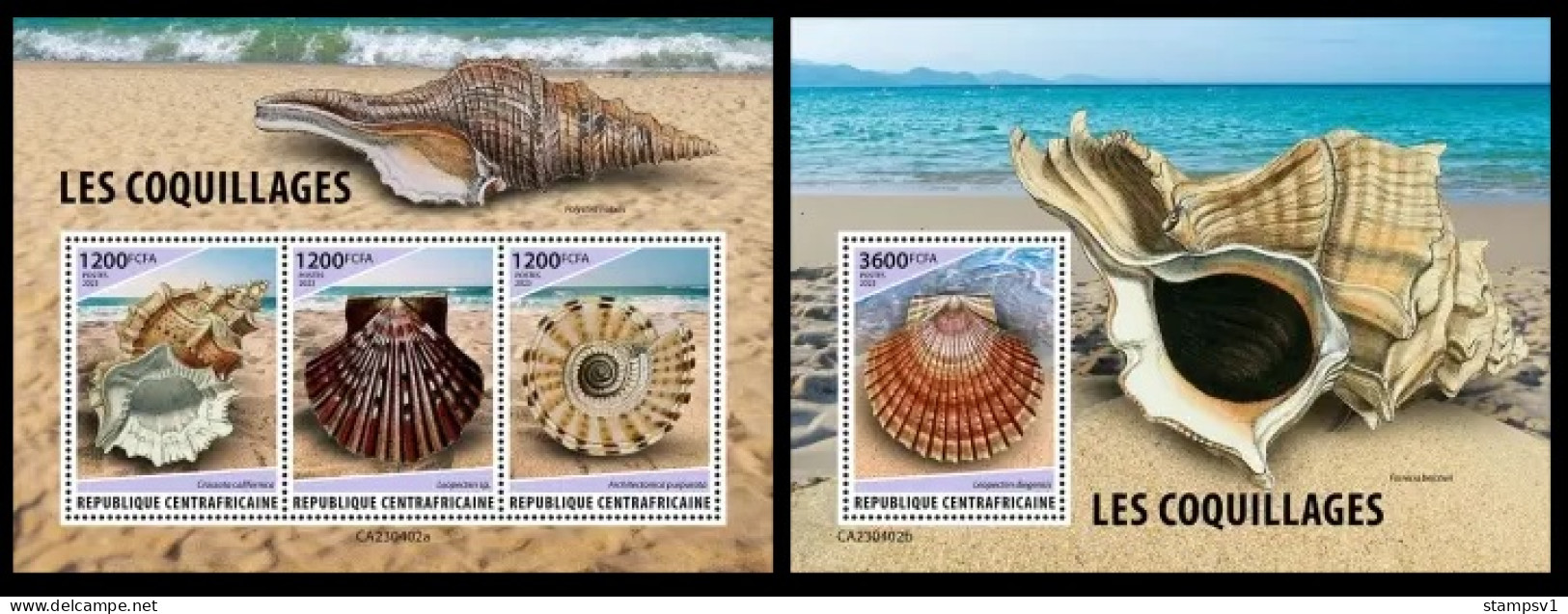 Central Africa 2023 Shells. (402) OFFICIAL ISSUE - Conchiglie