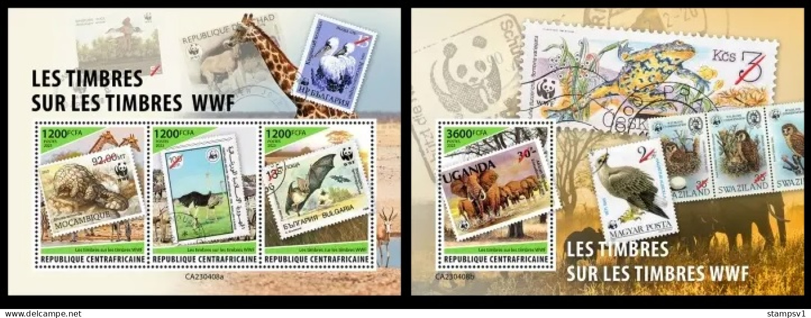 Central Africa 2023 Stamps On Stamps WWF. (408) OFFICIAL ISSUE - Nuevos
