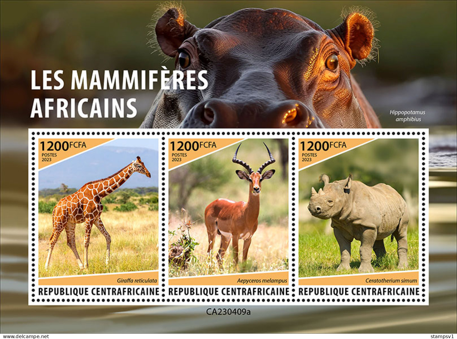 Central Africa 2023 African Mammals. Girafe. (409a) OFFICIAL ISSUE - Jirafas