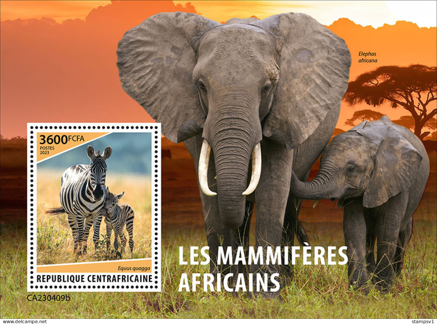 Central Africa 2023 African Mammals. Elephant. (409b) OFFICIAL ISSUE - Elephants