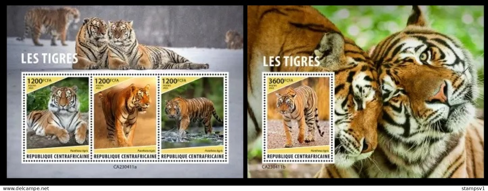 Central Africa 2023 Tigers. (411) OFFICIAL ISSUE - Félins