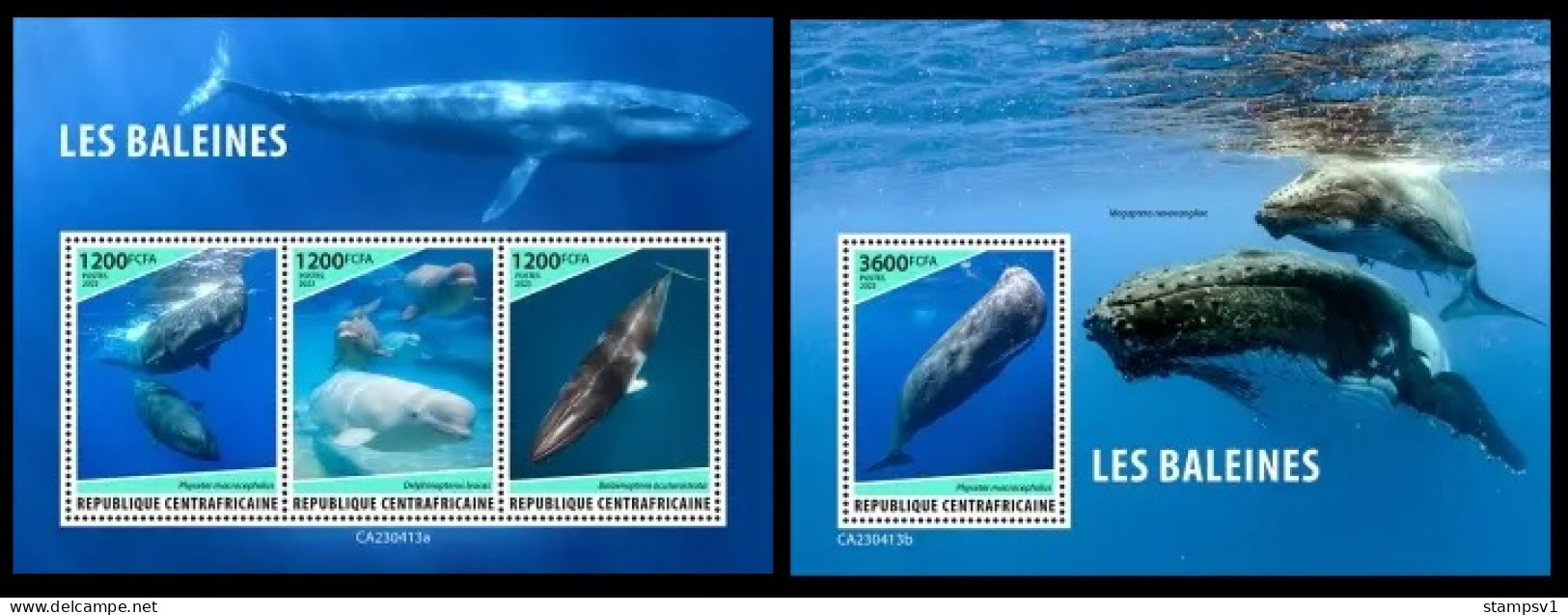 Central Africa 2023 Whales. (413) OFFICIAL ISSUE - Baleines