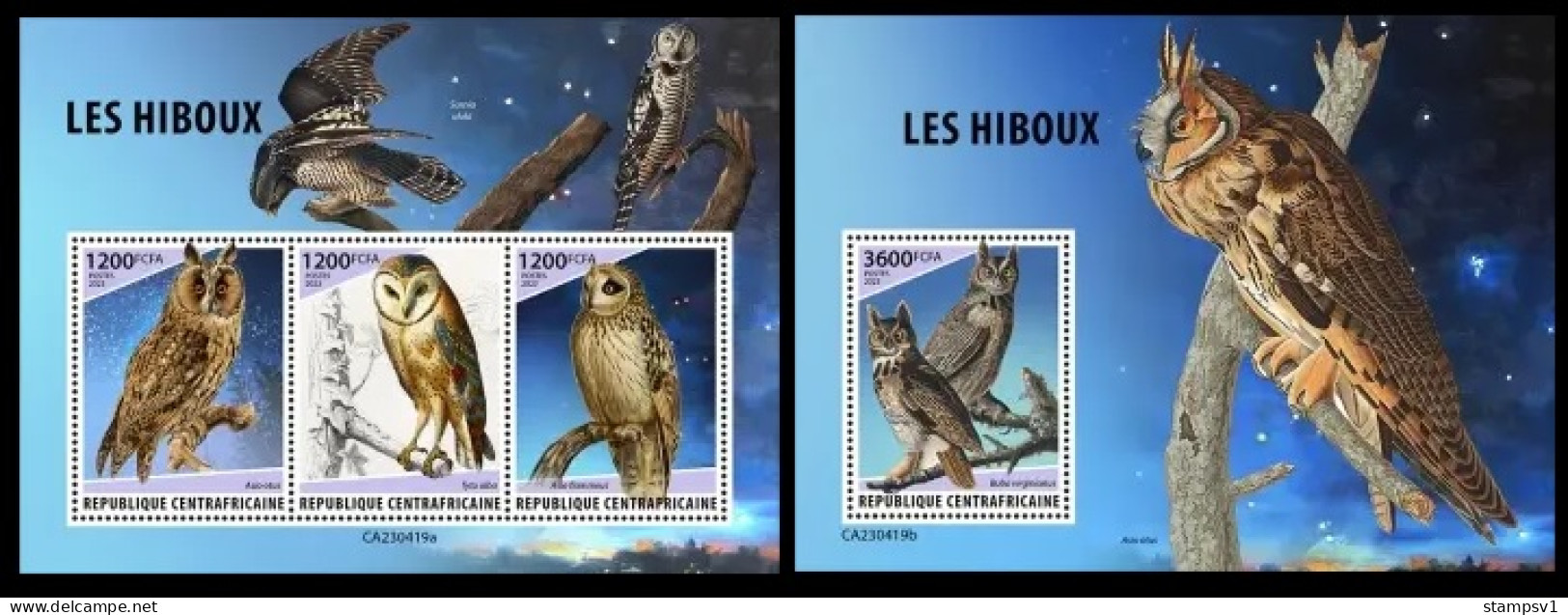Central Africa 2023 Owls. (419) OFFICIAL ISSUE - Búhos, Lechuza