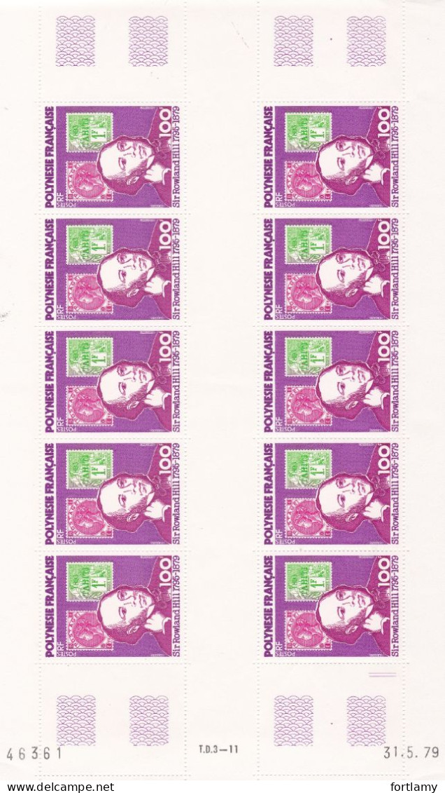 LOT 2136 POLYNESIE N° 141 EN FEUILLE DE 10 Ex ** - Unused Stamps