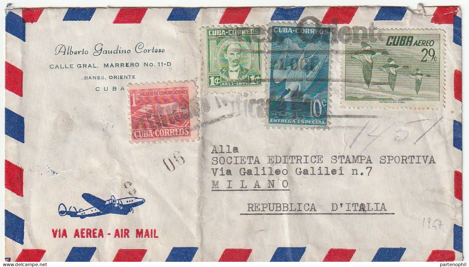 Cuba Kuba 1957 -  Postgeschichte - Storia Postale - Histoire Postale - Briefe U. Dokumente