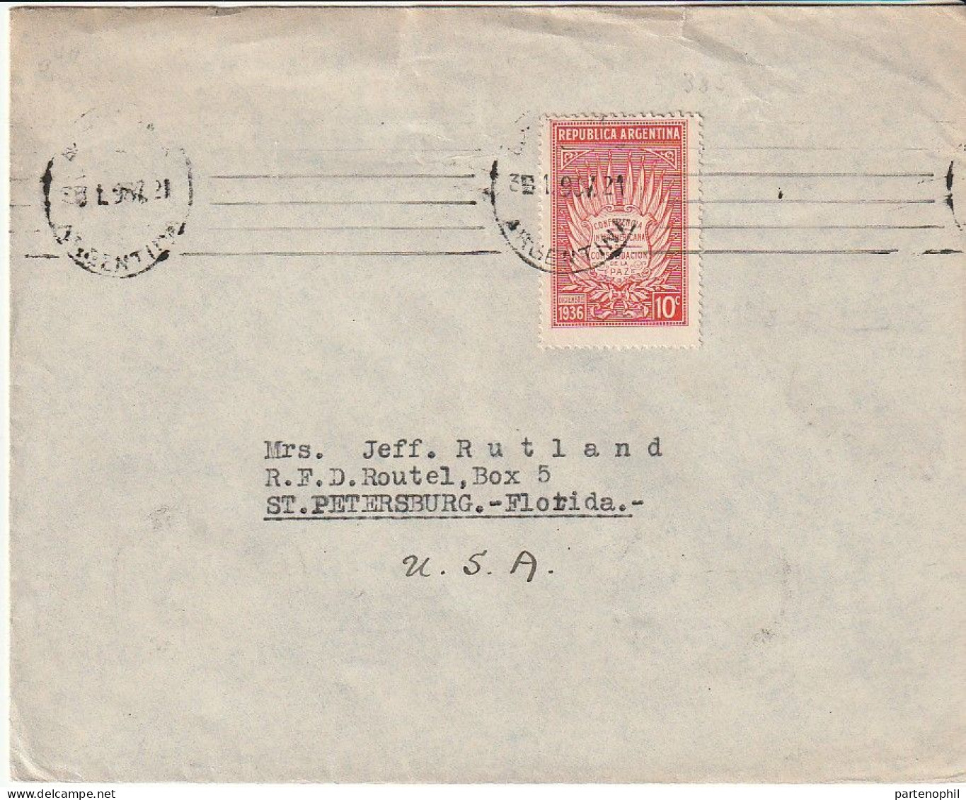 Republica Argentina Argentinien 1937 -  Postgeschichte - Storia Postale - Histoire Postale - Lettres & Documents