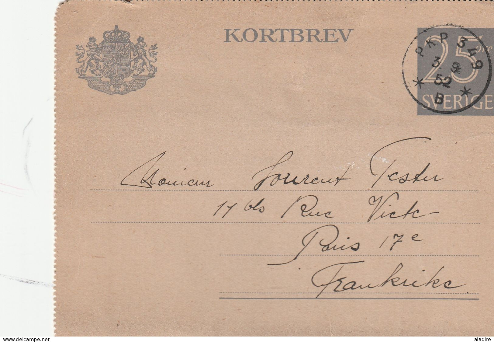 SVERIGE - SWEDEN - Collection of 7 old letters, covers &  card (1842-1952) - 14 scans - € 49 euros