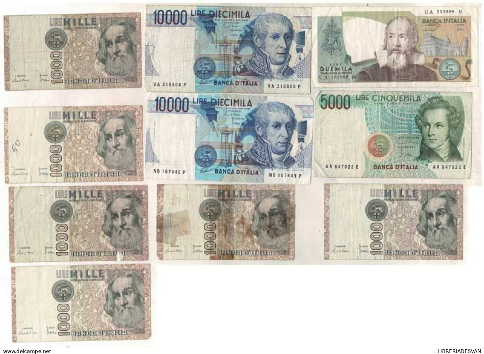 Italia. Lote De 10 Billetes Usados 1973-1985 - Autres & Non Classés