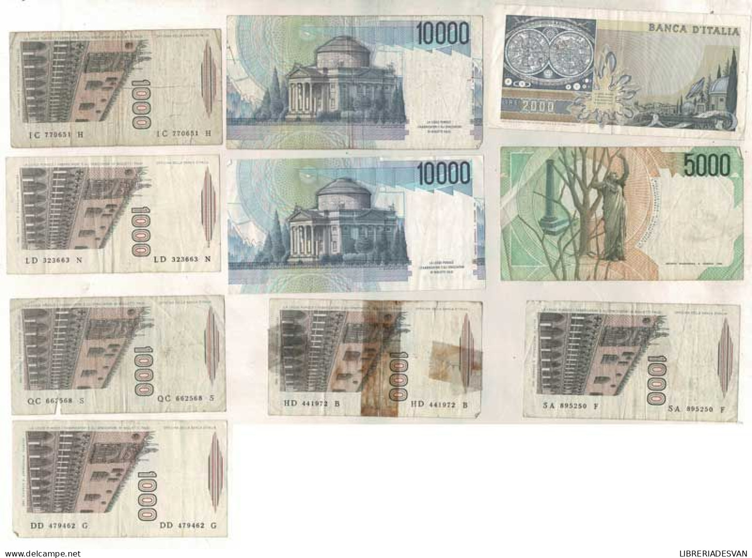 Italia. Lote De 10 Billetes Usados 1973-1985 - Sonstige & Ohne Zuordnung