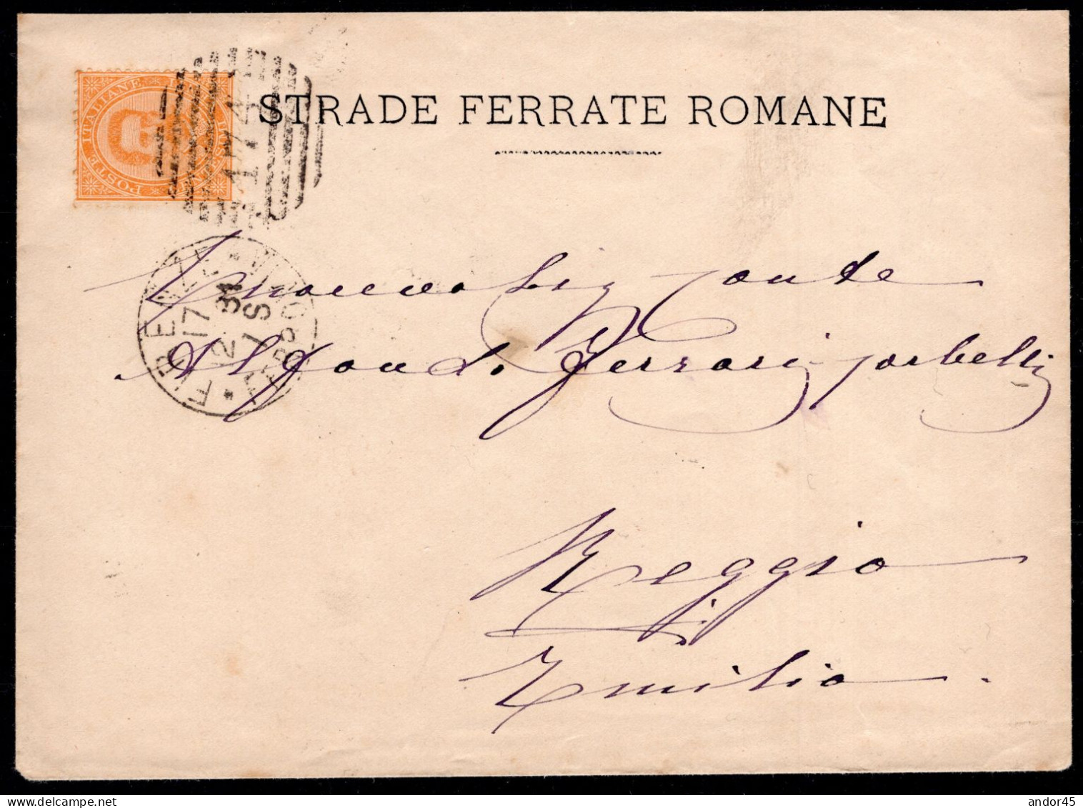 1881 17 DIC C.20 SASS.39 "EFFIGIE DI UMBERTO I"USATO SU BUSTA DA  FIRENZE   X REGGIO EMILIA  MOLTO BELLA - Poststempel