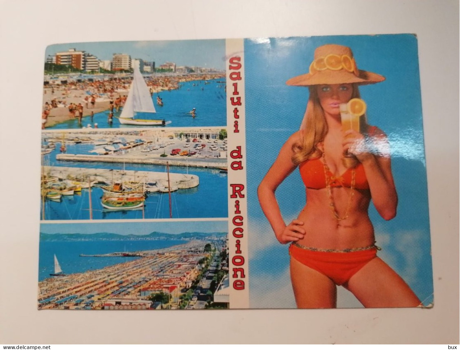 SALUTI DA RICCIONE  BIKINI COSTUME DA BAGNO    DONNA SEXI    FEMME  Woman - Girl - PIN UP  VIAGGIATA - Pin-Ups