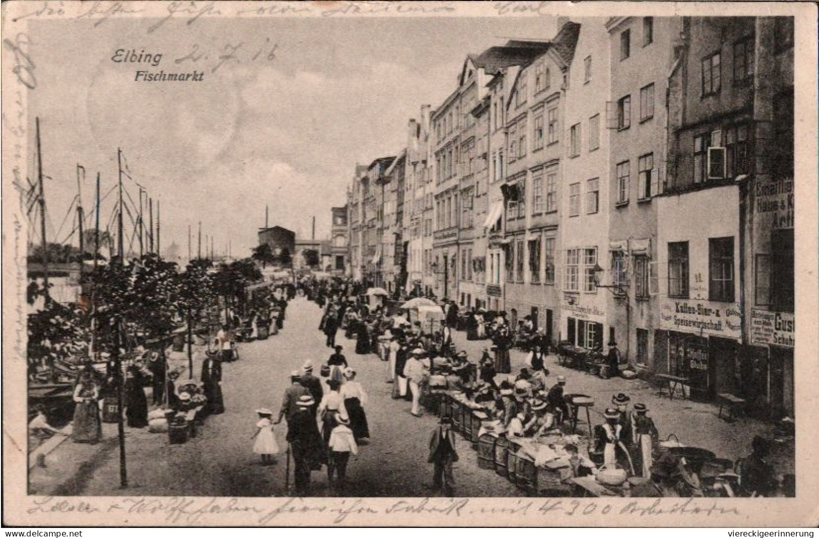 ! Alte Ansichtskarte Aus Elbing, Westpreußen, Fischmarkt, 1917 - Westpreussen