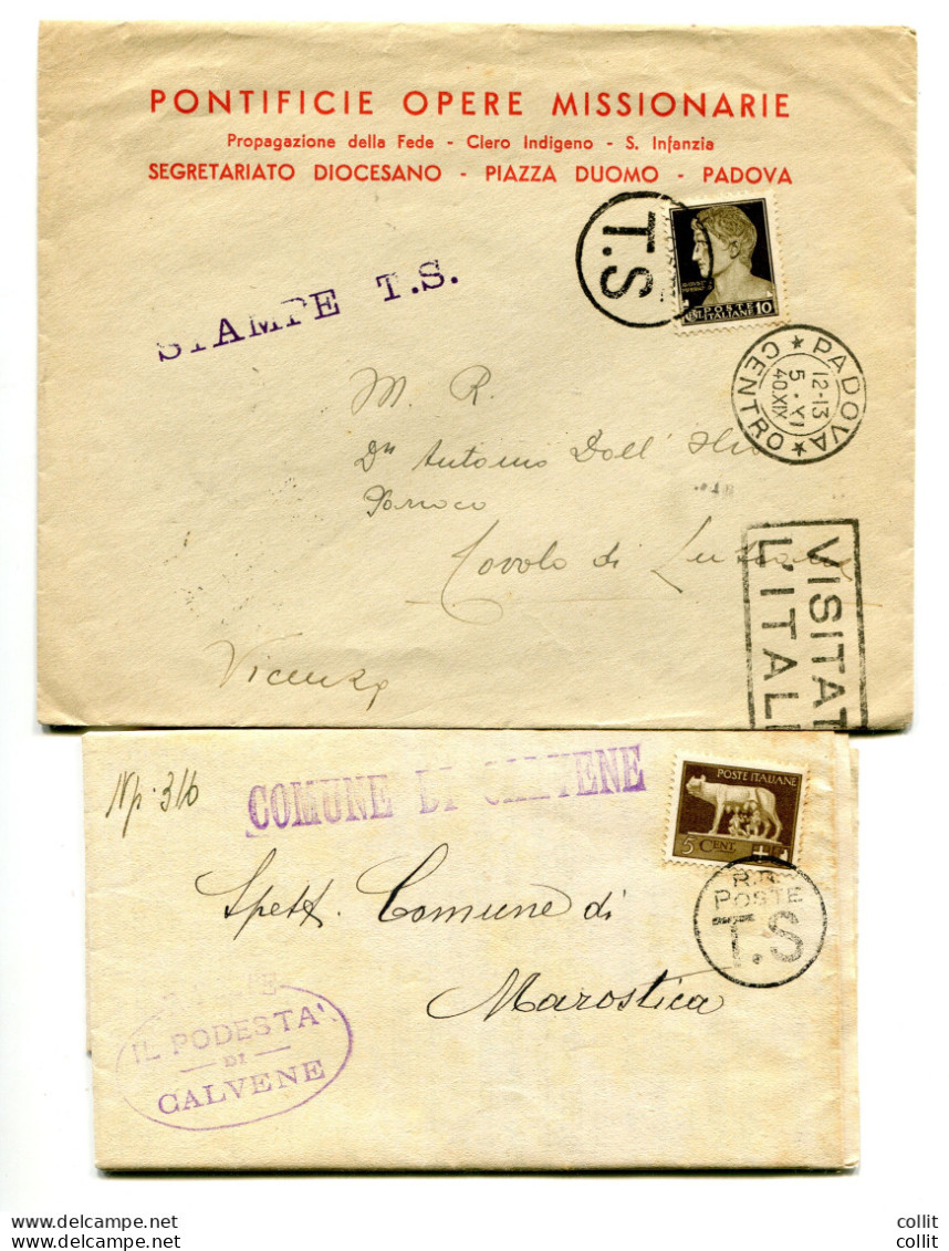 Imperiale Due Documenti Postali Cent. 5 E Cent. 10 Annullo "T.S." - Poststempel