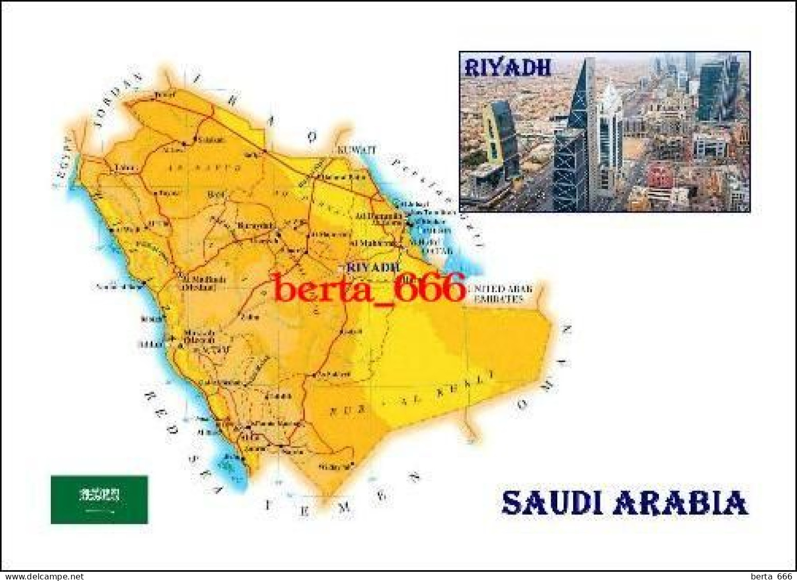 Saudi Arabia Country Map New Postcard * Carte Geographique * Landkarte - Saudi-Arabien