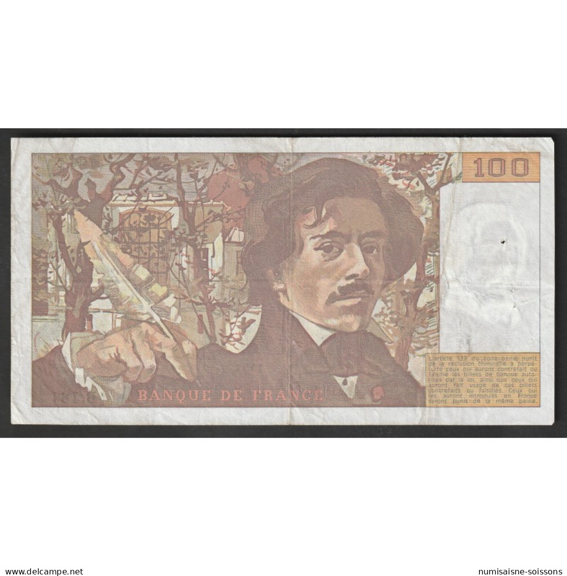 FAY 69 BIS/3 B2 - 100 FRANCS DELACROIX - 1991 - TYPE 1978 - "Imprimé En Continu" - B.184 - TTB - 100 F 1978-1995 ''Delacroix''