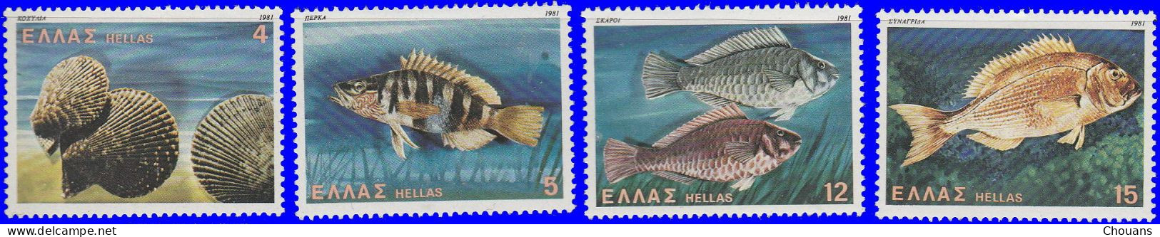 Grèce 1981. ~ YT 1434 à 39** - Coquillages, Poissons & Papillons - Ongebruikt