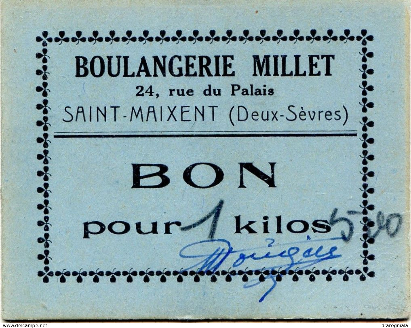Bon Pour 1,5 Kilos De Pain - Boulangerie Millet - Saint Maixent (Deux Sèvres) - Bons & Nécessité