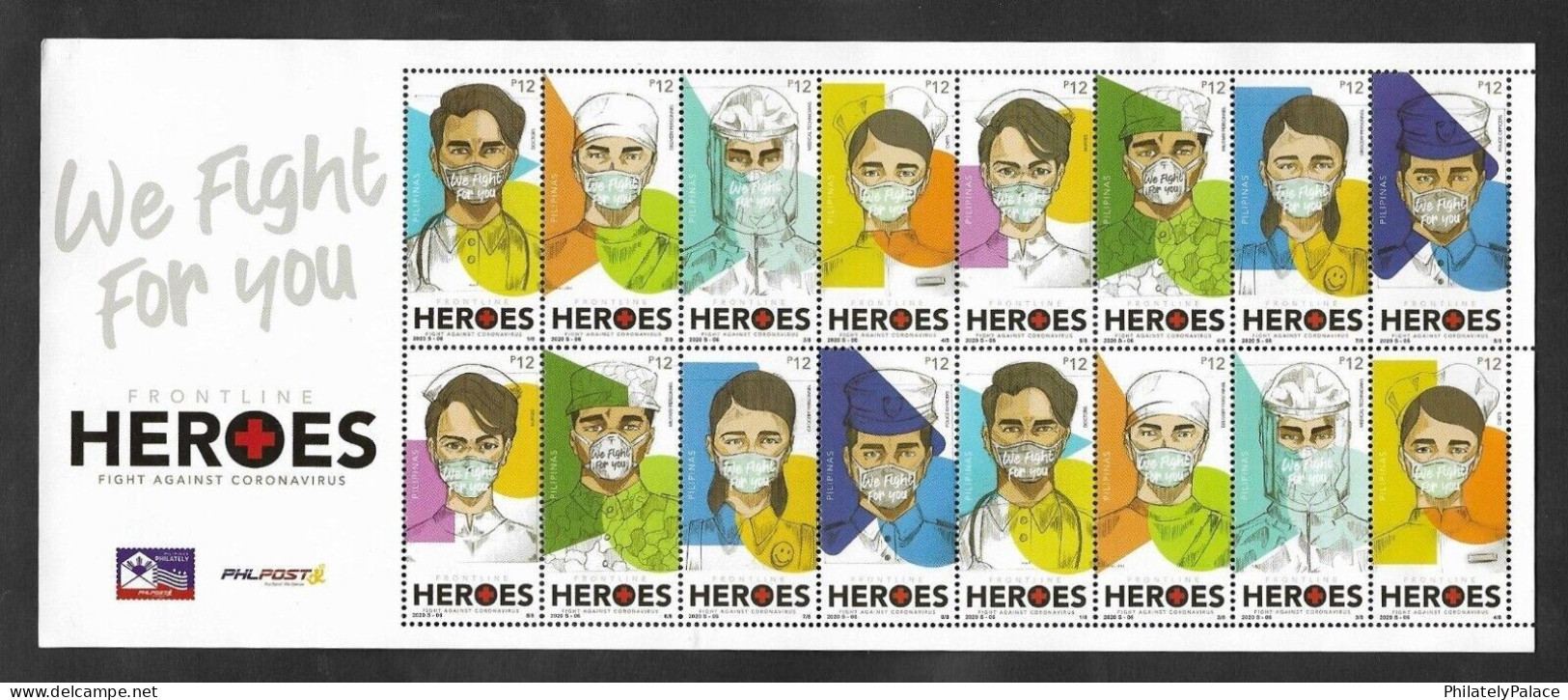 Philippines 2020 HEROES,COVID-19, Vaccination,Mask, Virus, Coronavirus,Army,Police, Doctor, Nurse, Full Sheet MNH(**) - Filippine