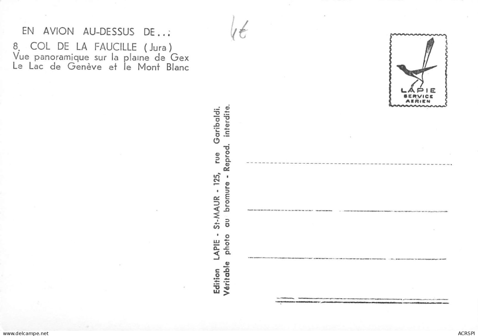 01 GEX Col De La Faucille  Vue Générale Et Le Mont Blanc  45 (scan Recto Verso)KEVREN0706 - Gex