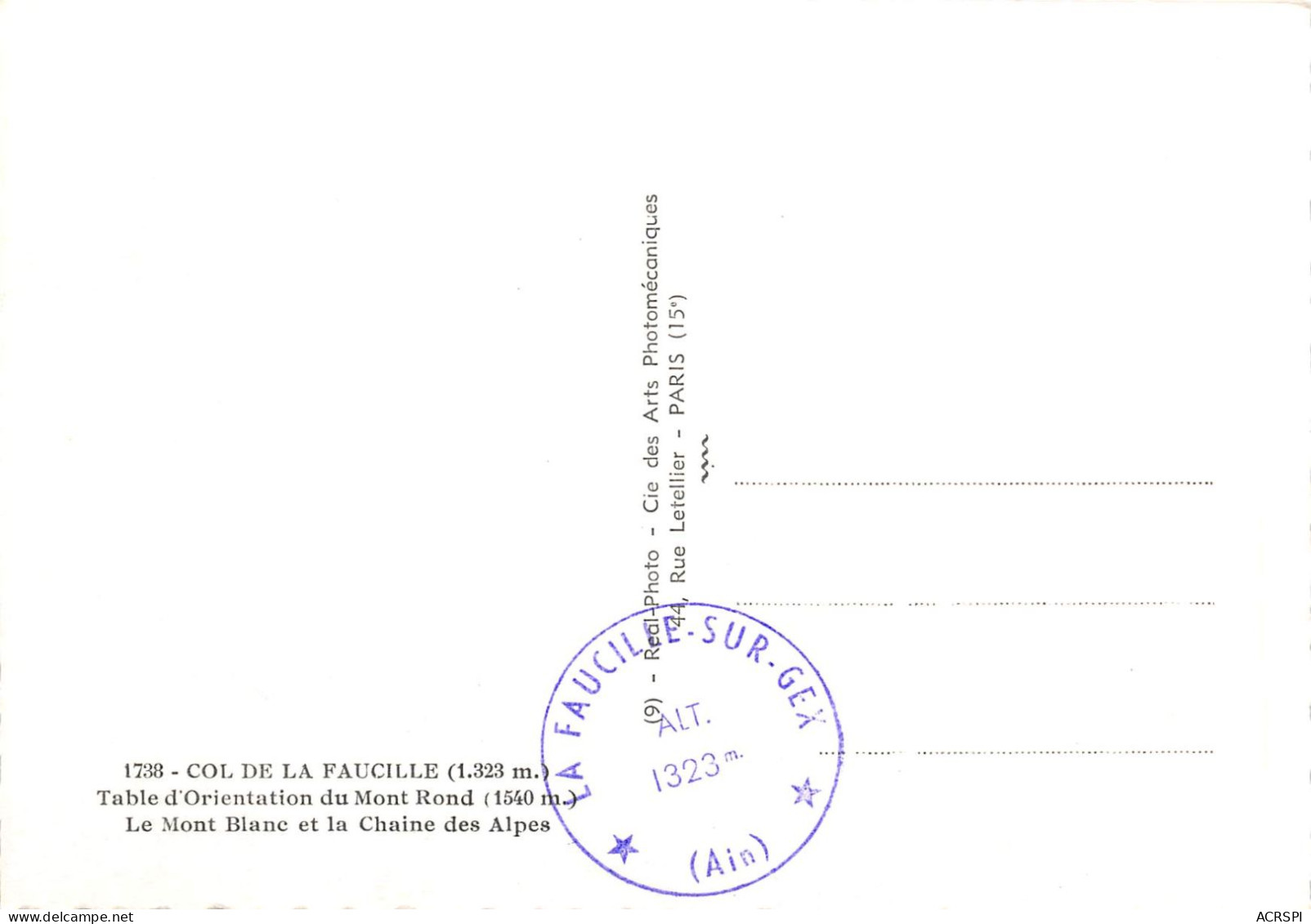01 GEX Col De La Faucille  La Table D'orientation  51 (scan Recto Verso)KEVREN0706 - Gex