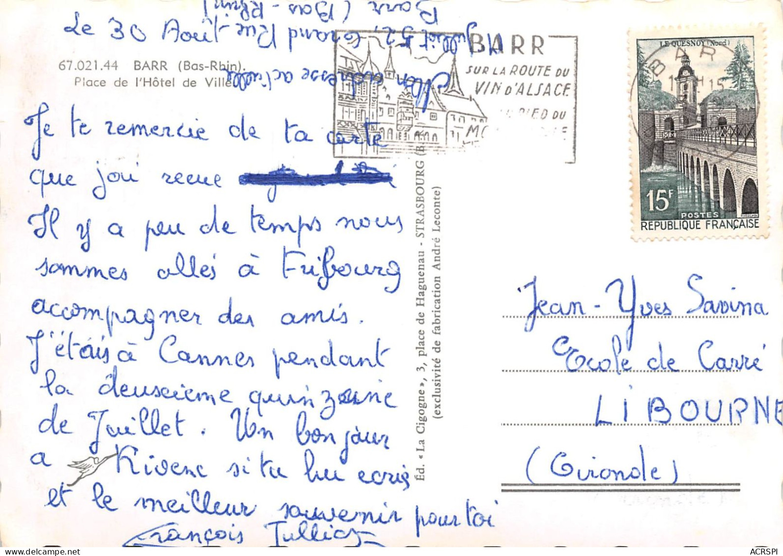 67 BARR Place De L'hotel De Ville   41 (scan Recto Verso)KEVREN0714 - Barr