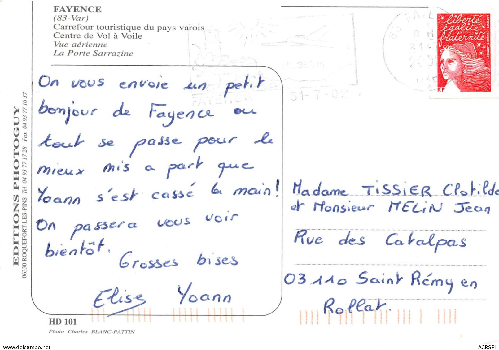 FAYENCE   Vue Aérienne  1 (scan Recto Verso)KEVREN0732 - Fayence