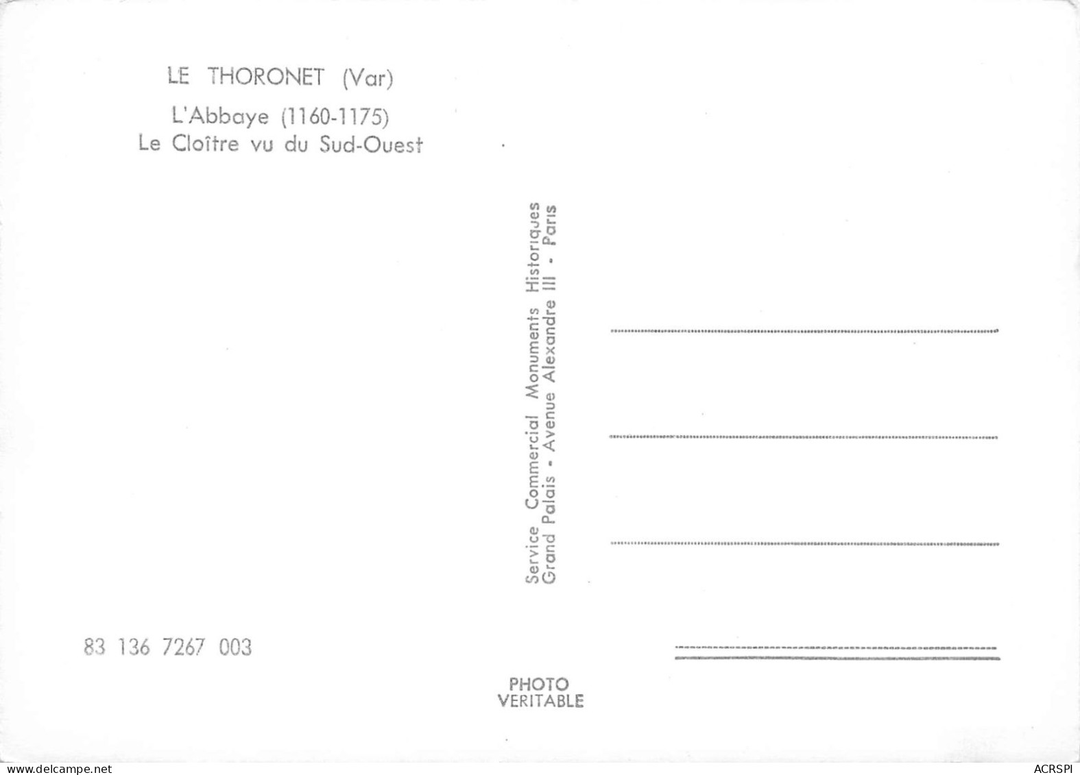 LE THORONET L'abbaye Le Cloitre Vu Du Sud Ouest  26 (scan Recto Verso)KEVREN0729 - Brignoles