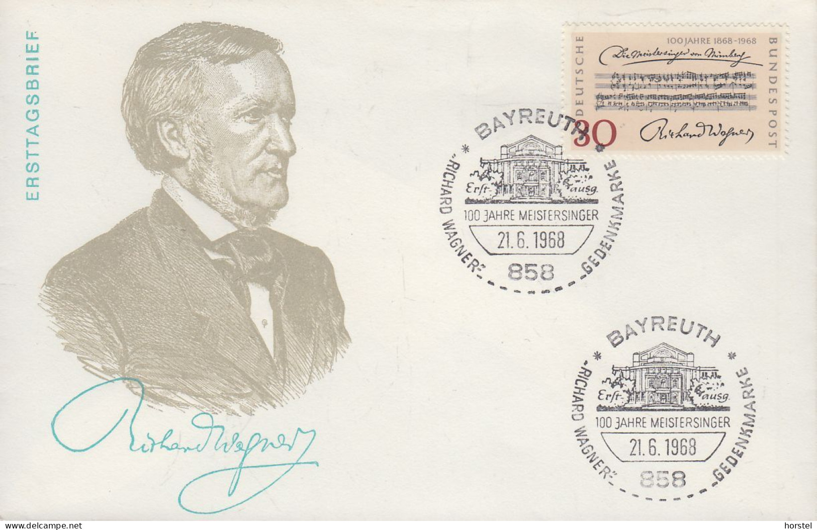 Berlin Mi Nr. 566 FDC Richard Wagner 100. Jahrestag Der Uraufführung Von "Die Meistersinger Von Nürnberg" - 1961-1970