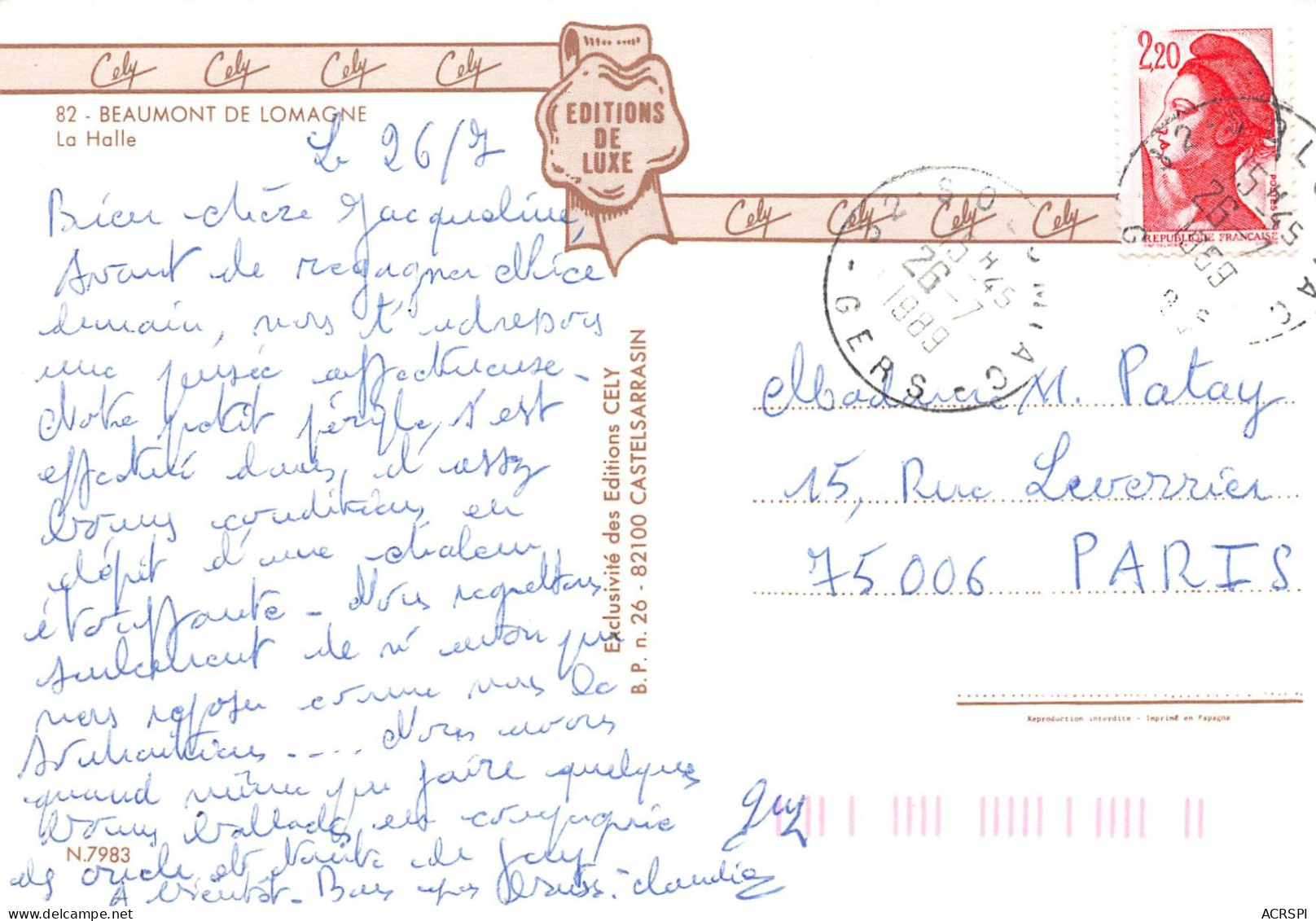 82 BEAUMONT DE LOMAGNE  La Halle   67 (scan Recto Verso)KEVREN0736 - Beaumont De Lomagne