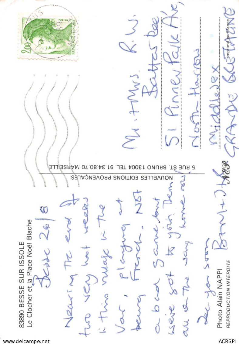 83  BESSE Sur ISSOLE Le Clocher Et La Place Noele Blache  14 (scan Recto Verso)KEVREN0734 - Besse-sur-Issole