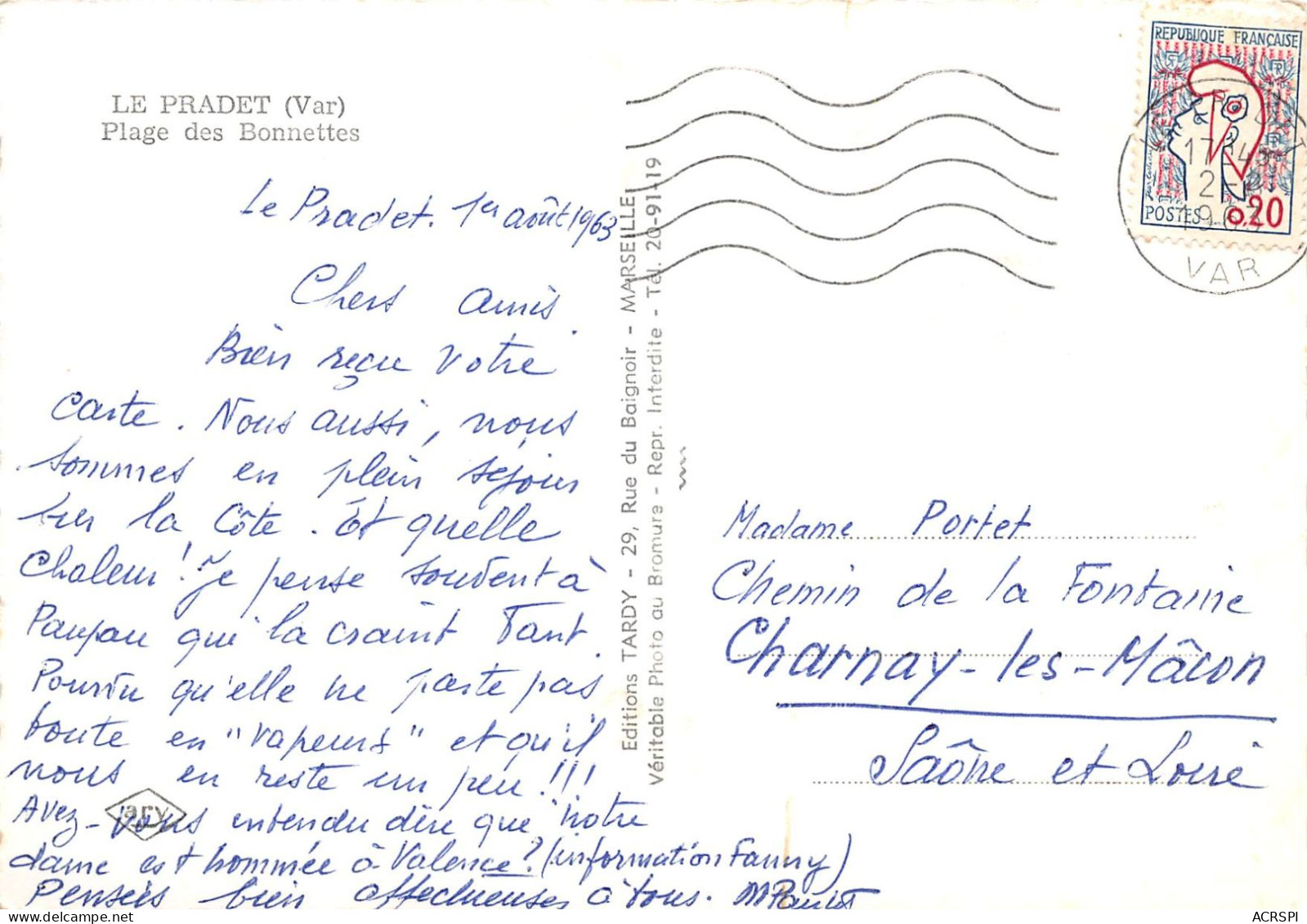 83 LE PRADET PLAGE DES BONNETTES  6 (scan Recto Verso)KEVREN0733 - Le Pradet