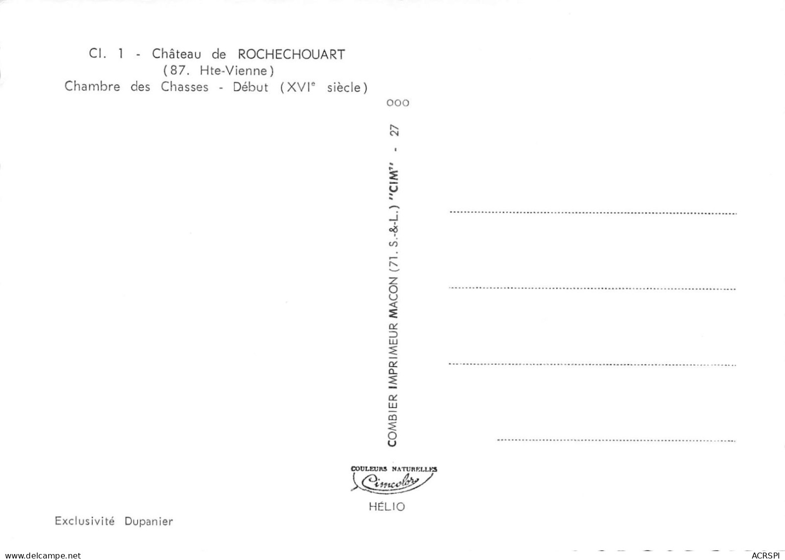 87 ROCHECHOUART Le Chateau Chambre Des Chasses   37 (scan Recto Verso)KEVREN0745 - Rochechouart