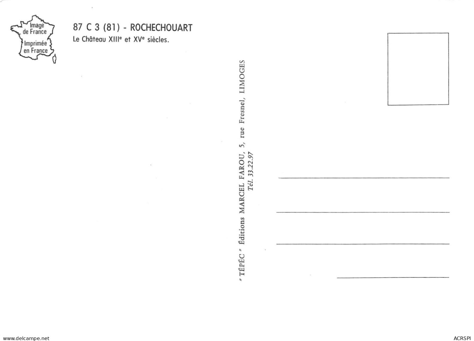 87 ROCHECHOUART Le Chateau    38 (scan Recto Verso)KEVREN0745 - Rochechouart