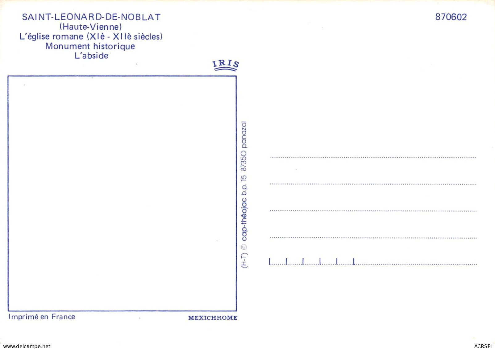 87 SAINT LEONARD DE NOBLAT Abside De L'église Romane 17 (scan Recto Verso)KEVREN0744 - Saint Leonard De Noblat