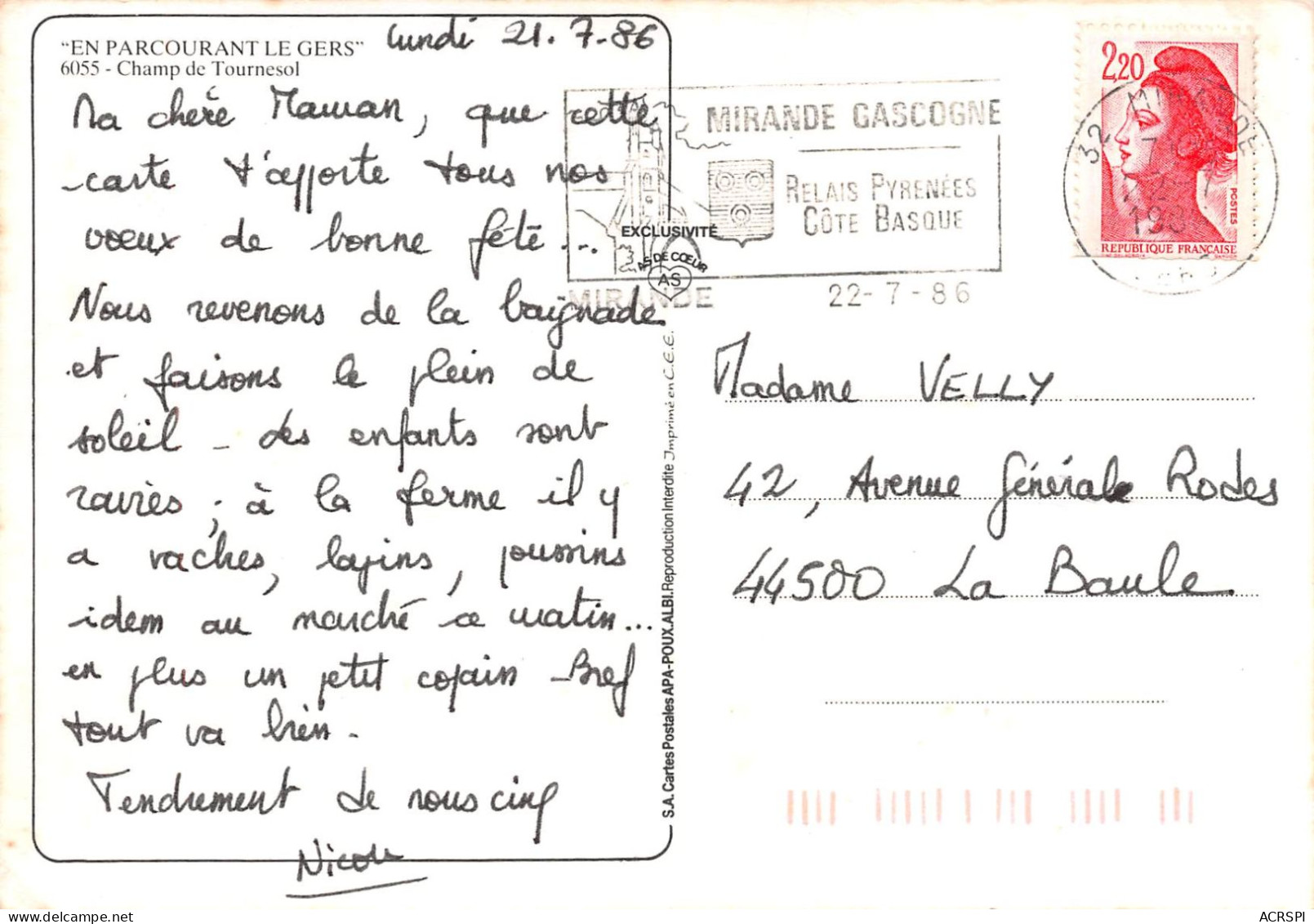 32 Le GERS Champs De Tournesols  32 (scan Recto Verso)KEVREN0742 - Fleurance